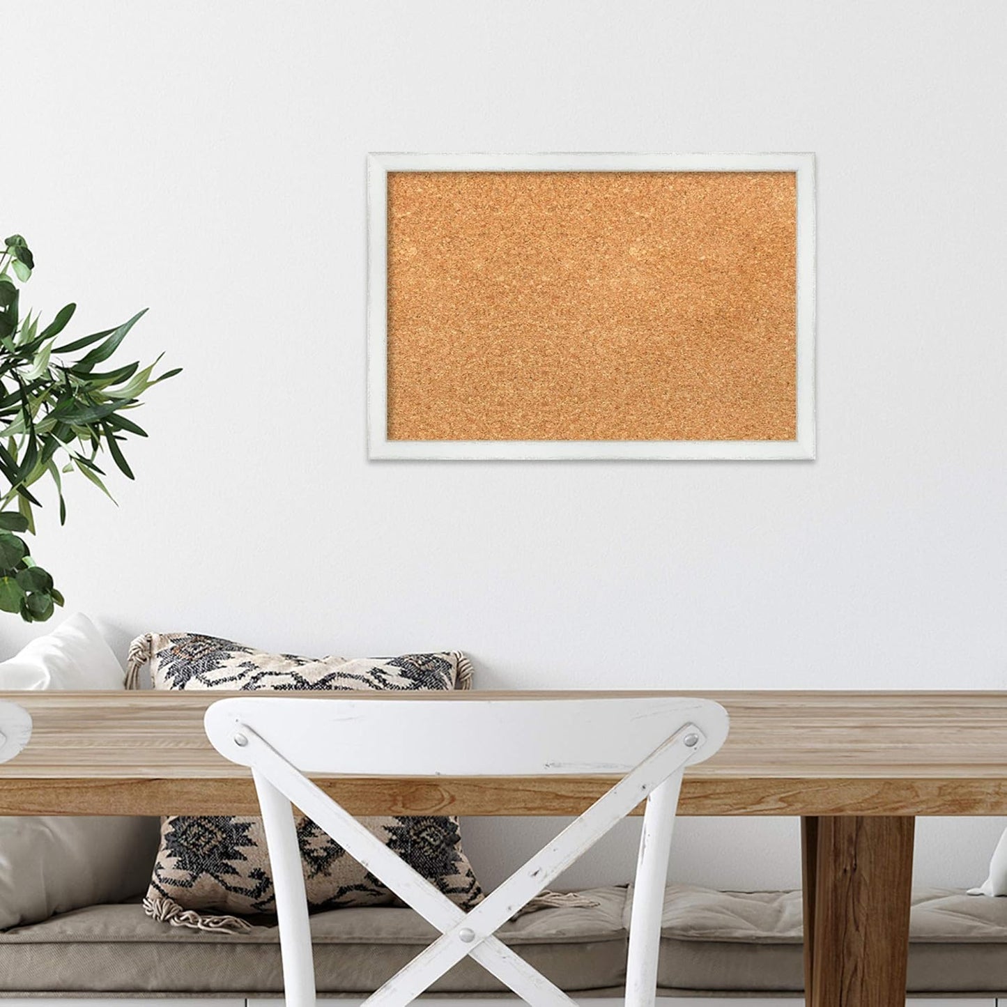 Amanti Art Natural Cork Board for Wall, 13x19 Vision Board with White Frame, Small Corkboard Office Decor for Home Organization, Country Rustic Corkboard Pinboard to Display Items for Home