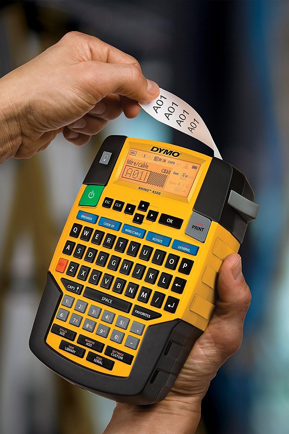 DYMO Rhino 4200 Industrial Label Maker Carry Case Kit with 1 Roll of 1/2" All-Purpose Vinyl Labels, Black on White