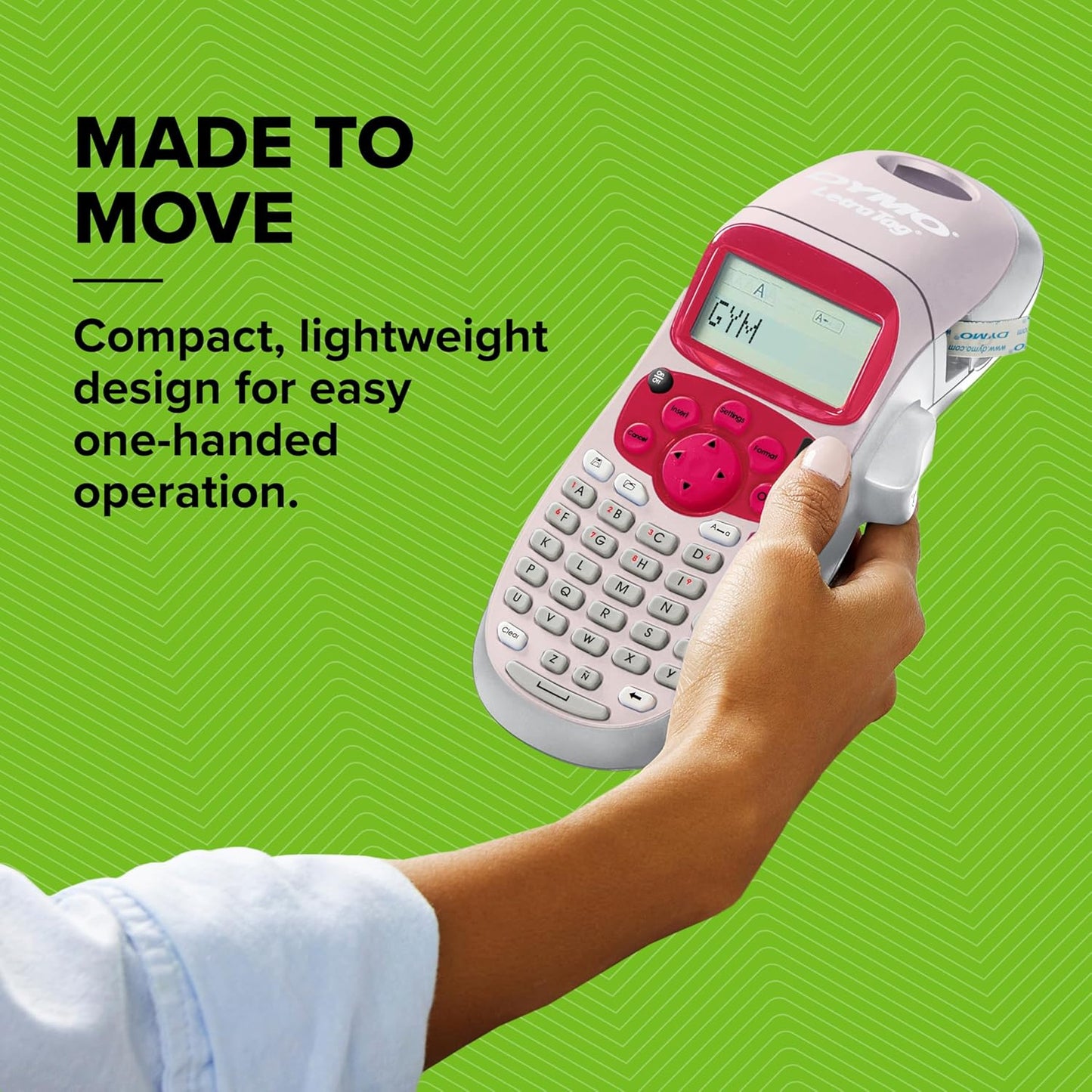 DYMO LetraTag LT-100H Handheld Label Maker | ABC Keyboard Label Printer with Easy-to-Use, 13 Character LCD Screen | Great for Home & Office Organisation | Pink