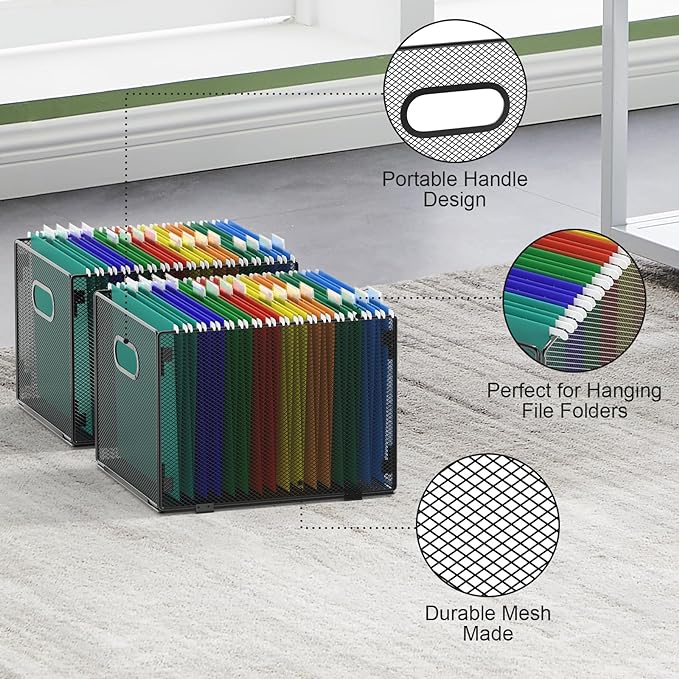 samstar 2 Pack Hanging File Organizer, Mesh File Folder Box Filing Box File - Image 4