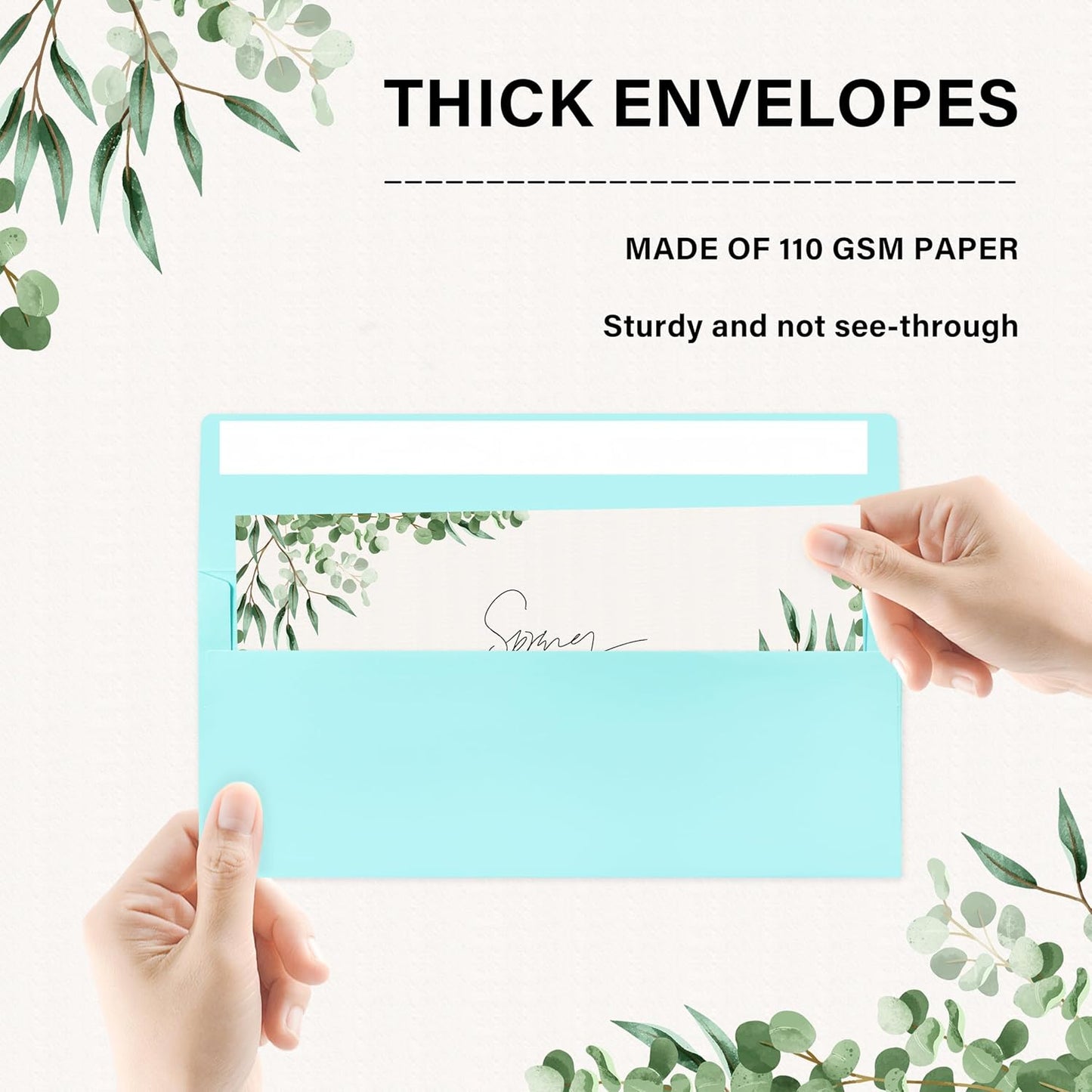 50 Pack #10 Business Envelopes, Self Seal Standard Light Blue Envelopes for Secure Business & Legal Mailing, Office, Checks, Letter, Invoices, 4 1/8 x 9 1/2 Inches