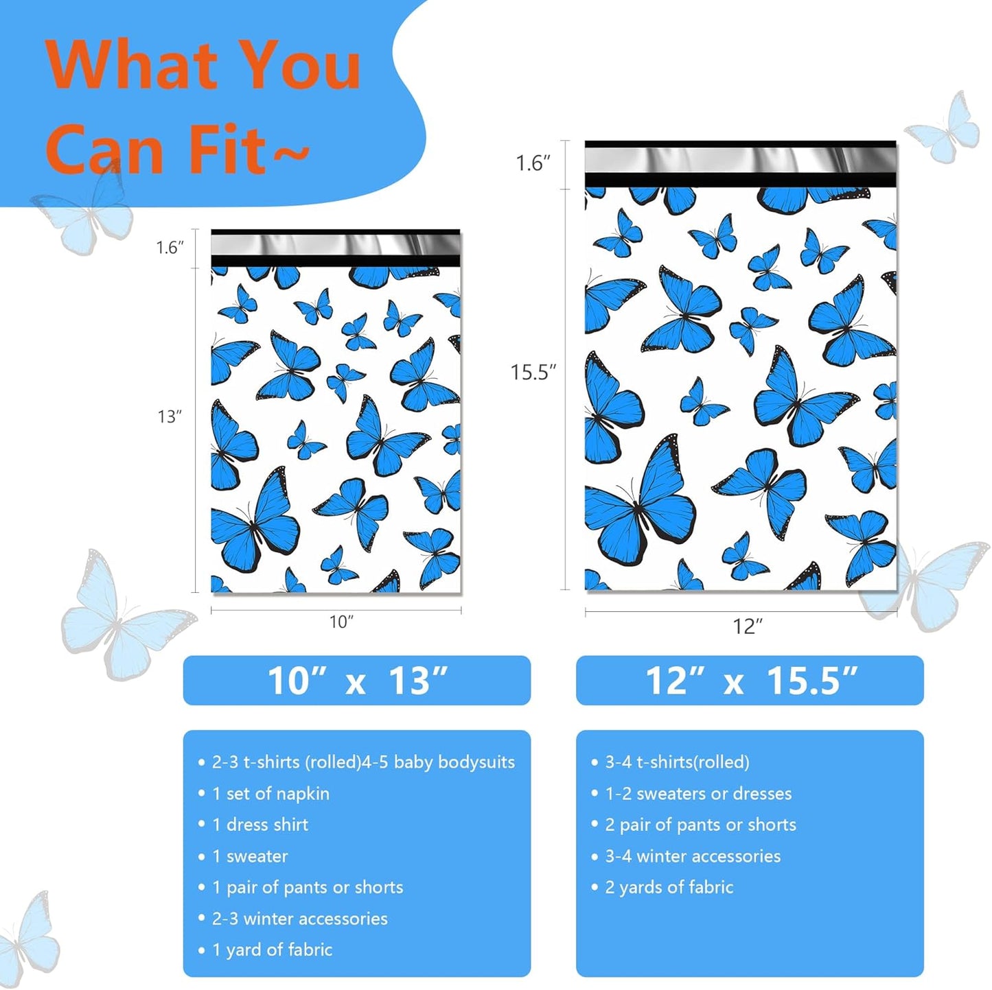 Cute Poly Mailers 10x13 Inch 25 Pcs - Butterfly Printed Shipping Bags for Clothing - Waterproof and Tear Resistant Mailing Envelopes - Self-Sealing Packaging Bags for Small Business