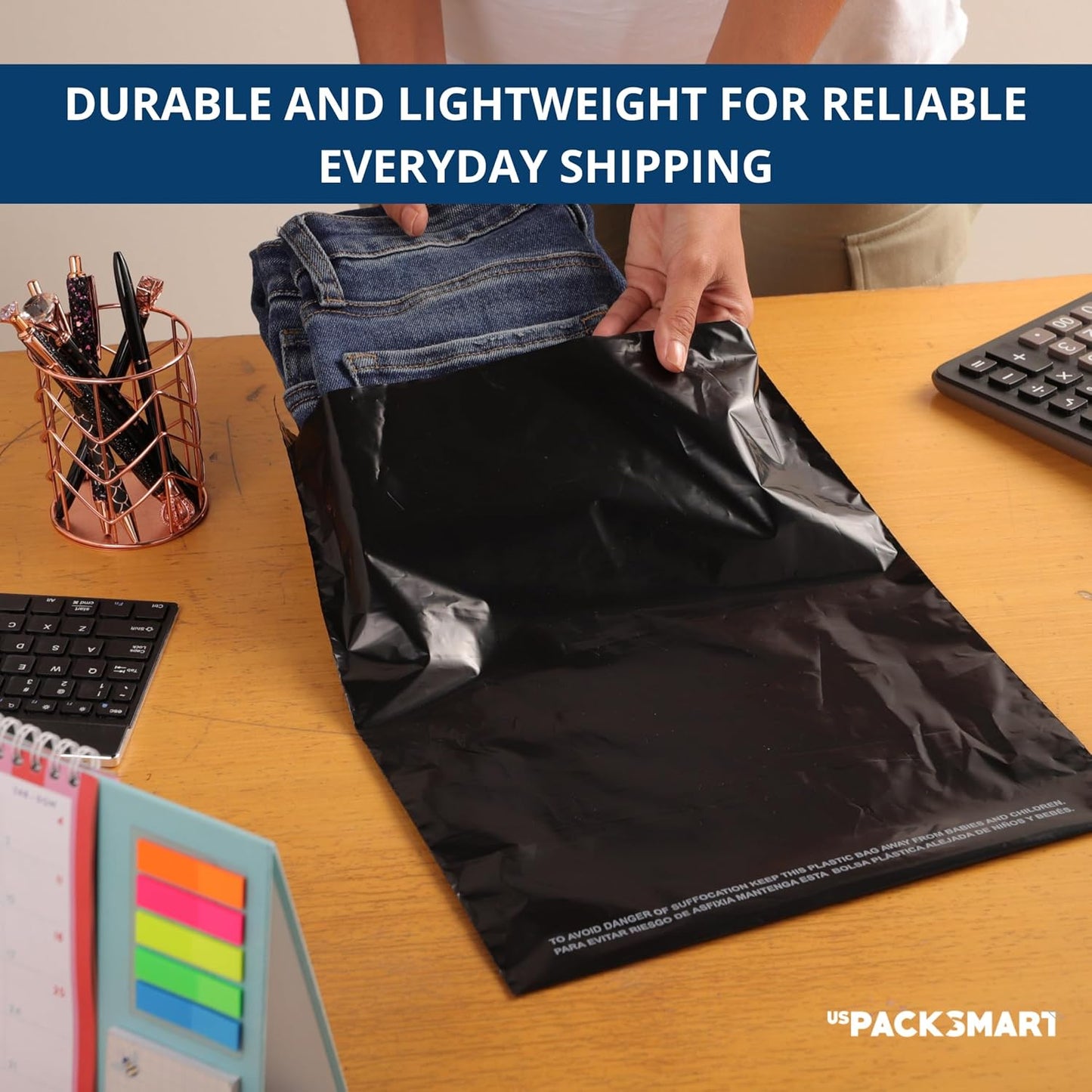 Black Plastic Poly Mailers 9"x12" | Shipping Bags for Clothing, Books & Accessories | Durable Shipping Envelopes | Waterproof and Tear-Proof with Strong Self-sealing Adhesive | 100-Pack