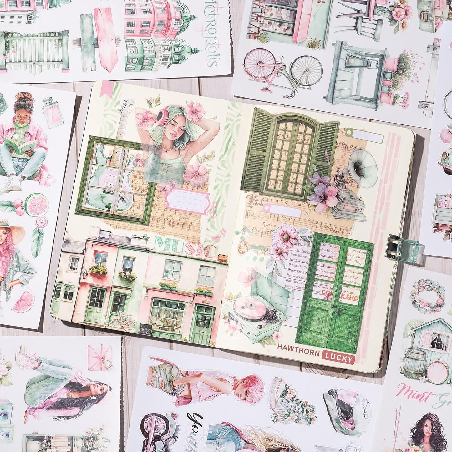 YagCu Journaling Stickers, Breezy Holiday Scrapbook Sticker Book, Junk Journal Supplies, Pre-Cut Aesthetic Scrapbooking for Adults, Decorative Ephemera Bullet Planner Arts Craft Collage