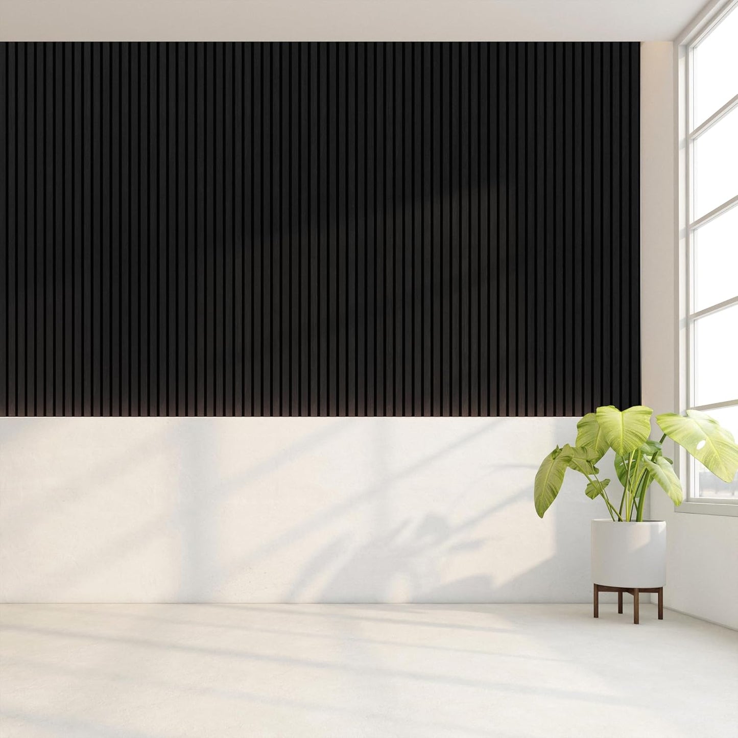 2-Pack Acoustic Wall Panels - Wood Slat Wall Decor - Soundproof Panels