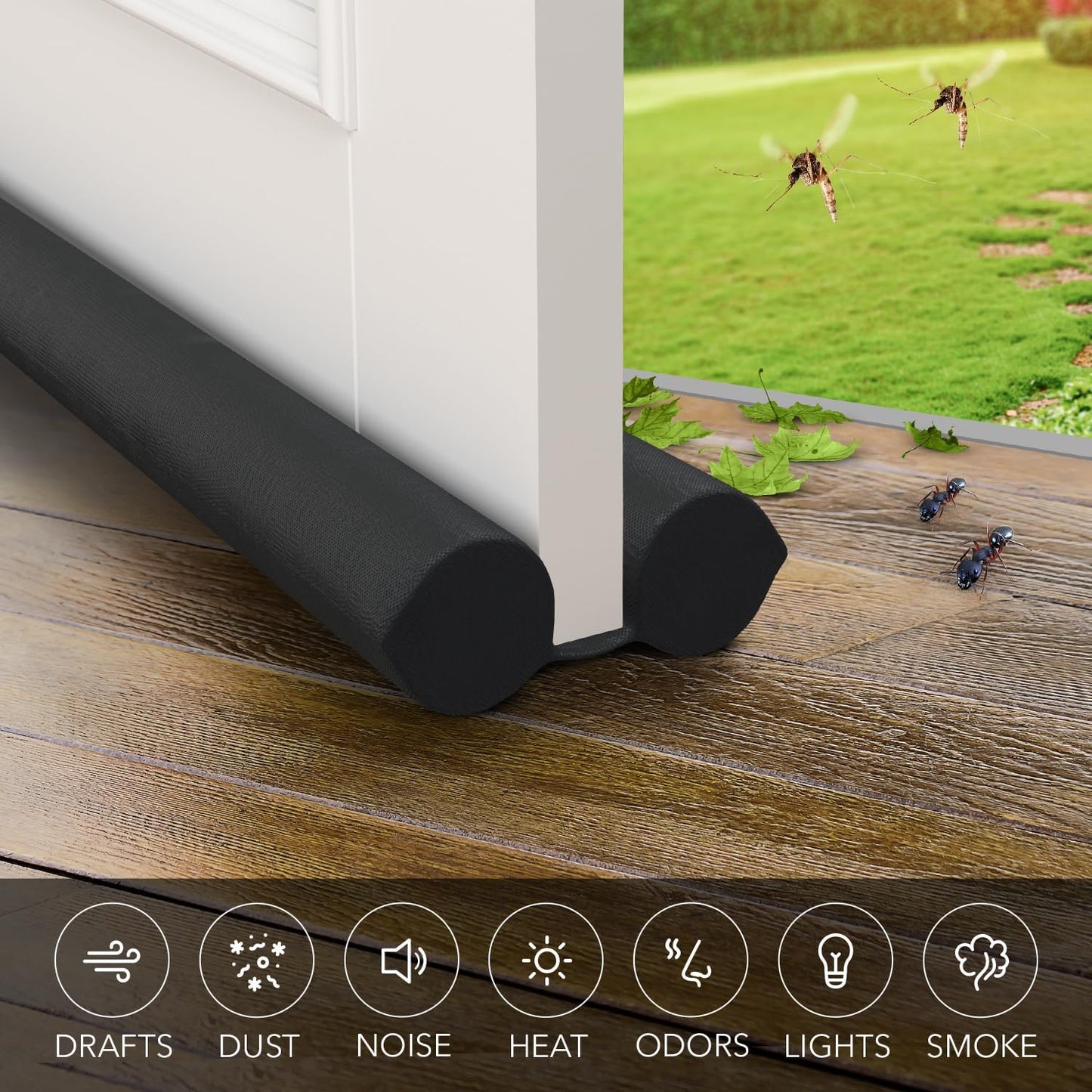 Everlasting Comfort Door Draft Stopper for Bottom of Door - Quick Install, Soundproofing, 2" Thick Foam Door Sweep for bottom of door, Blocks Cold Air & Noise, Fits 30"-36" W, Under Door Draft Stopper