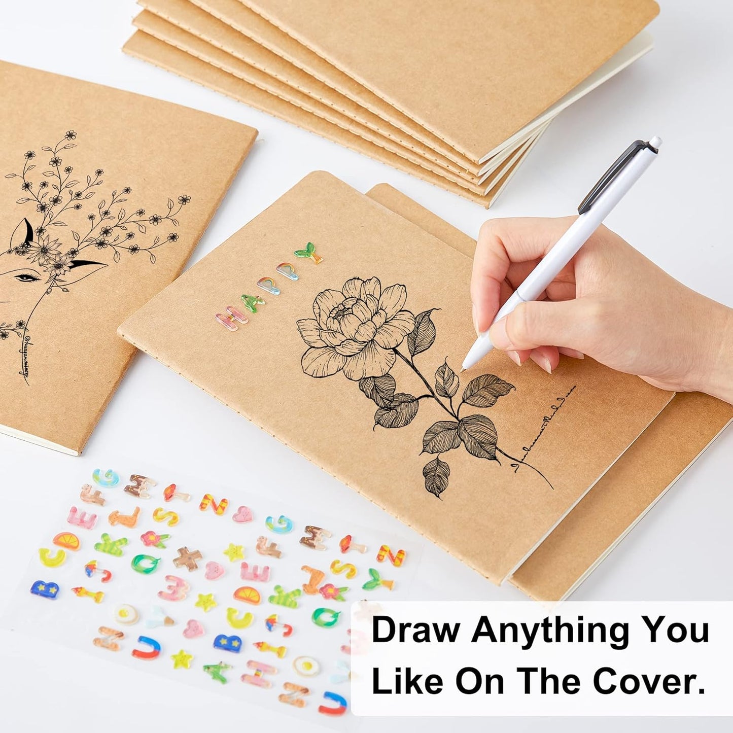 feela 60 Pack Kraft Notebooks Bulk, Lined Travel Journals Note Pad Notebooks for Men Women Girls Students, Making Plans Writing Memos Office School Supplies, A5, 60 Pages, 8.3” X 5.5”