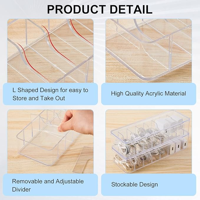 Tatuo 2 Pcs Cord Organizer for Drawer Desktop, Cable Organizer Box - Image 3