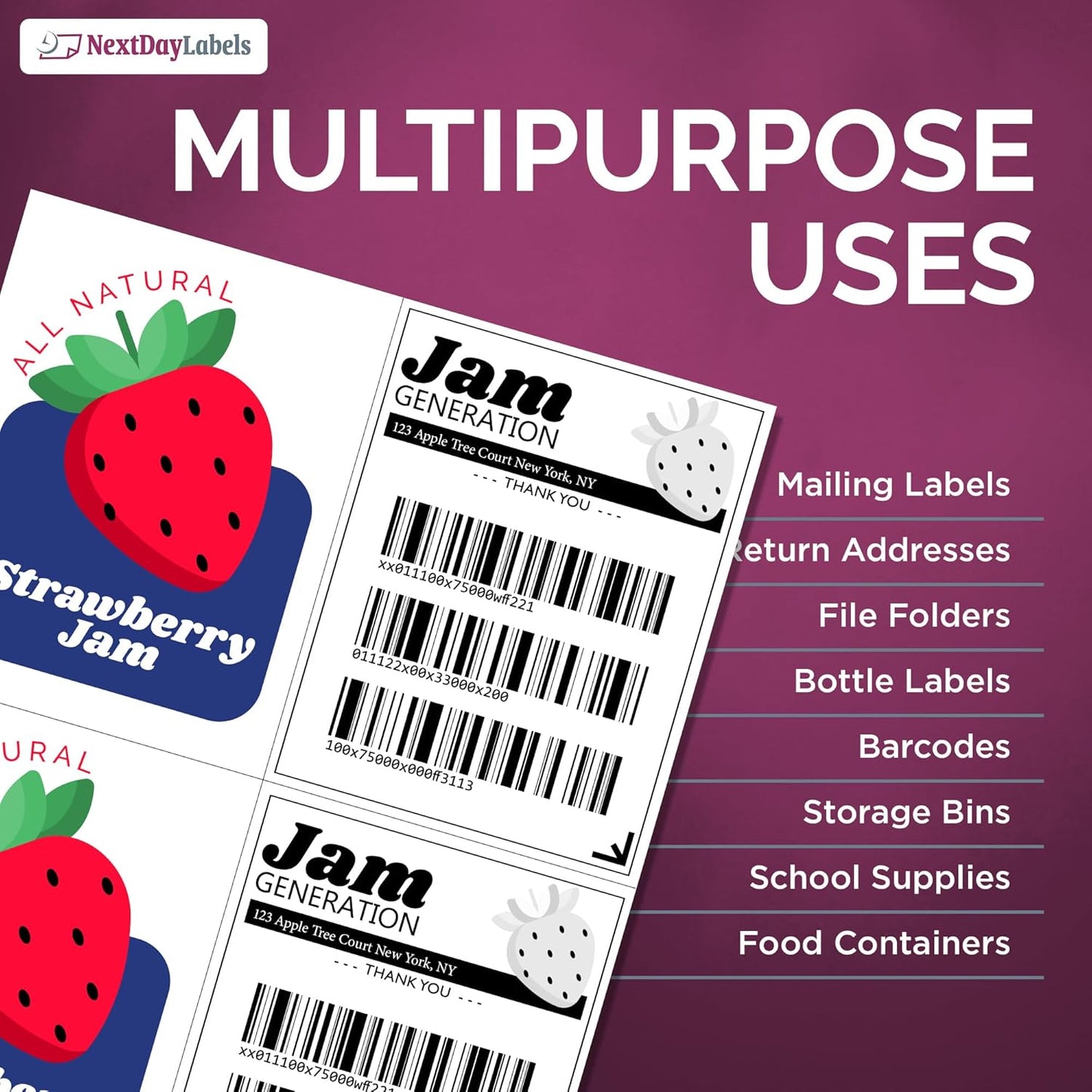 NextDayLabels – 4-1/4" x 5-1/2" Rectangular Sticker Labels for Printer - White Laser/Inkjet Printer Labels Return Address Labels Shipping Label Stickers (100 Sheets, 4 Per Sheet, 400 Labels)