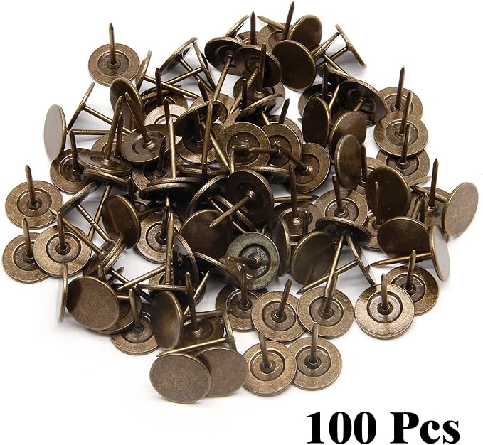 Piutouyar 20mm / 0.8 Inch Flat Head Thumb Tacks, Bronze Vintage Style - Image 2