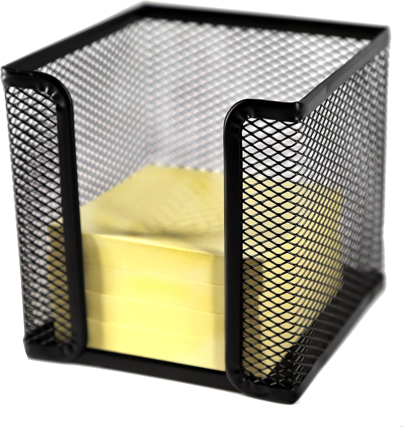 Huron Desktop Desk Sticky Note Pad Memo Note Cube Holder Dispenser for Office Home School, Black Metal Mesh (1/4/24/72) (72 pc)