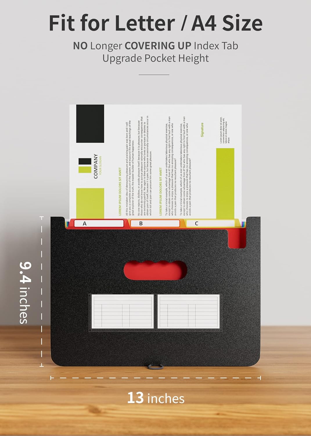ABC life 26 Pockets Accordion File Organizer/Expanding File Folder A4 Letter Size Expandable Filling Box/Plastic Accordian Document Paper Coupon Bill Receipt Organiser, A-Z Alphabetical Colored Tabs