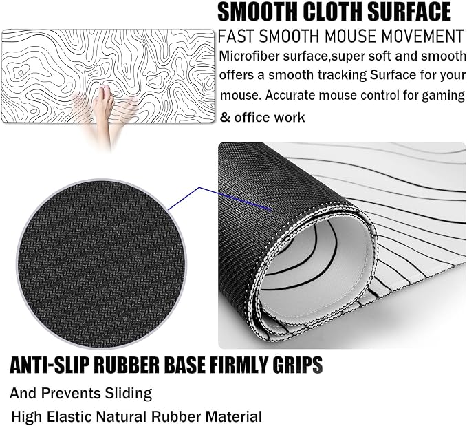 Large Mouse Pad, Big Desk Mat Large Office Desk Pad, Durable Extended Mouse Mat - Image 3