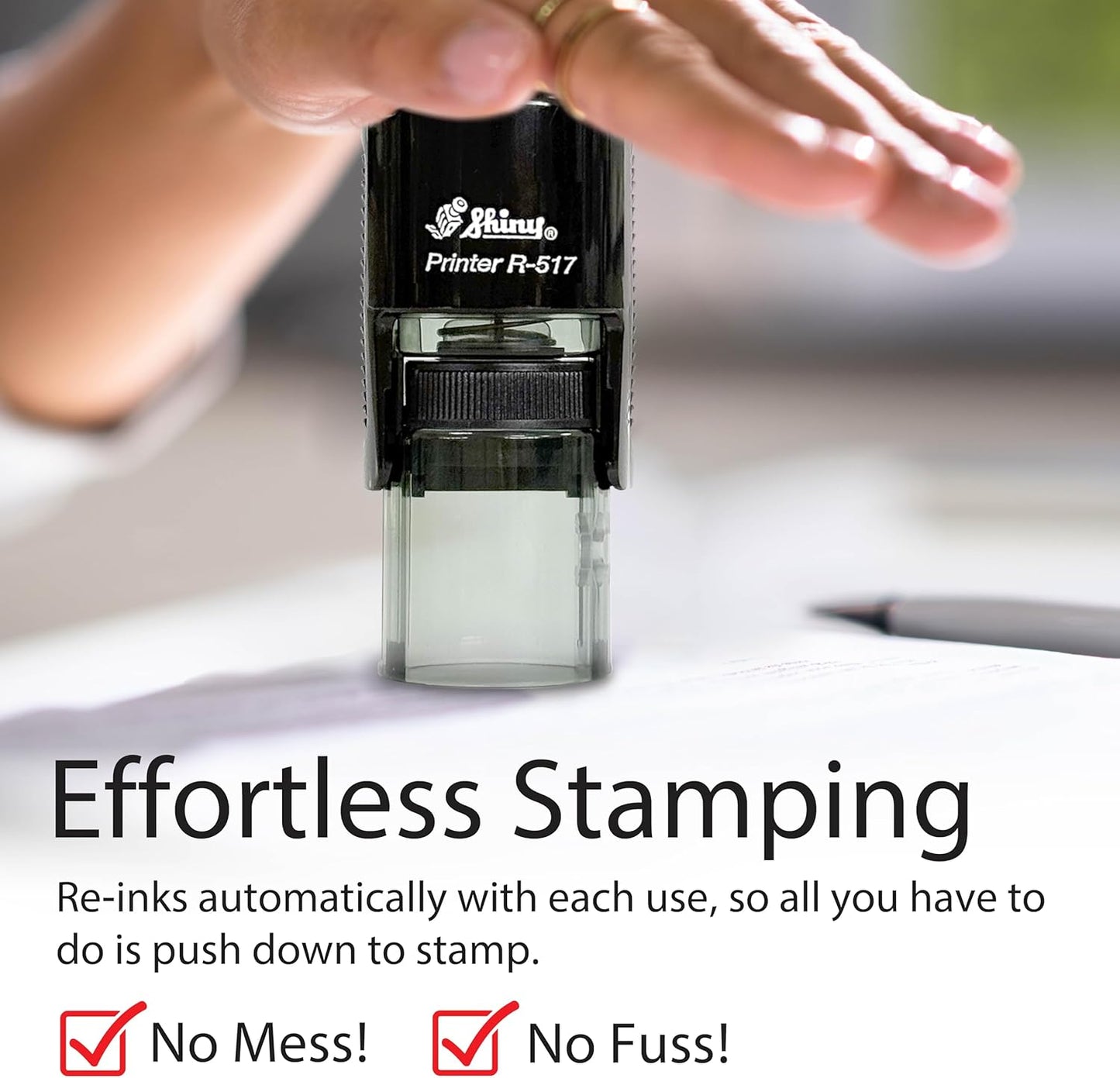 Shiny Well Done Teacher Stamp, Round Self Inking Stamp for Classroom, Blue Ink