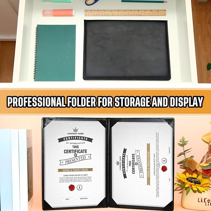 Tenare 50 Pcs Black Leather Certificate Holder 8.5 x 11 PU Phd Bachelor Master - Image 6