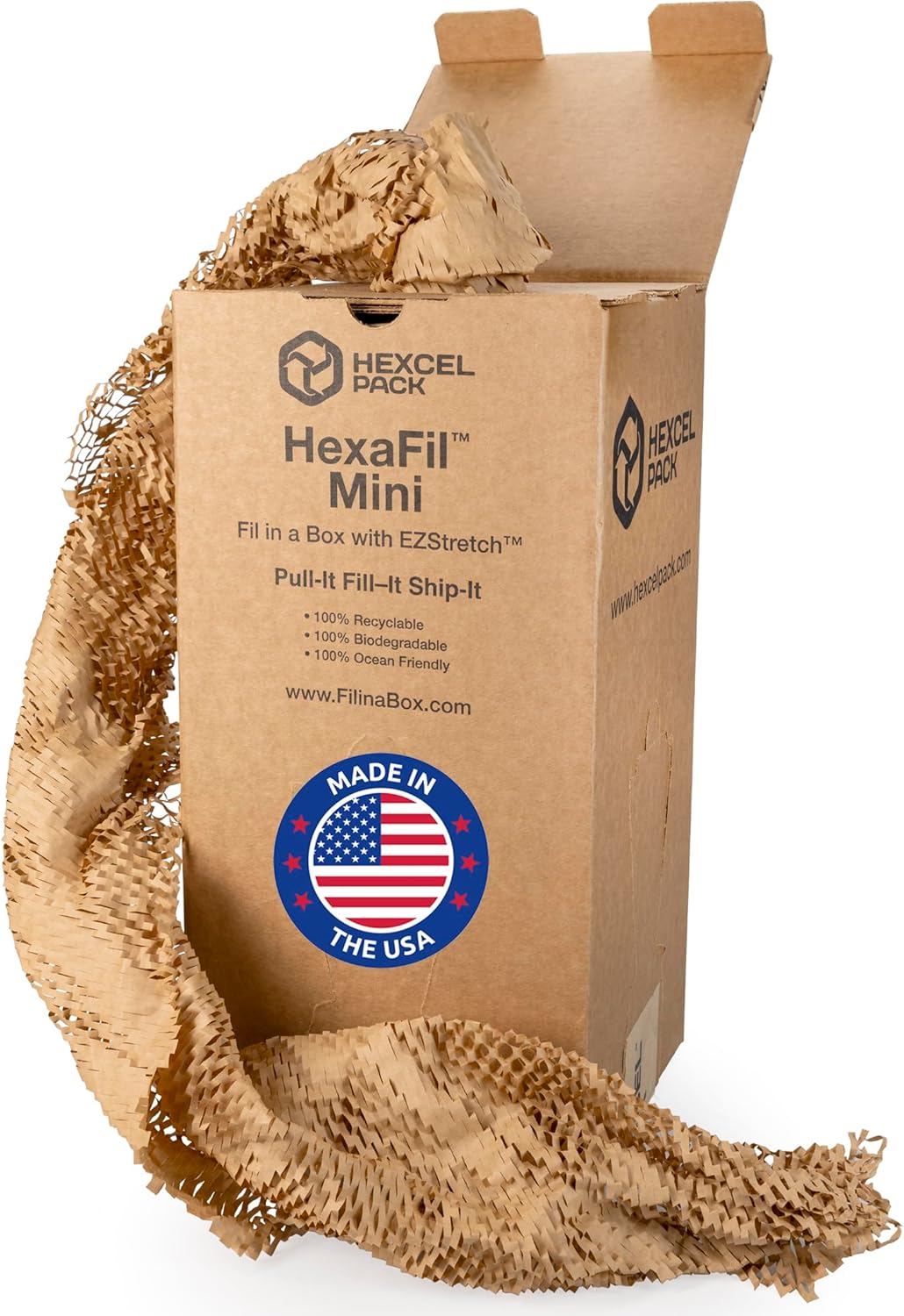 IDL Packaging HexaFil Honeycomb Packing Kraft Paper 15" x 10080" (840ft) in Self-Dispensed Box - Patented Cushioning Box Filler for Void Filling, Moving, Shipping - Alternative to Bubble Plastic