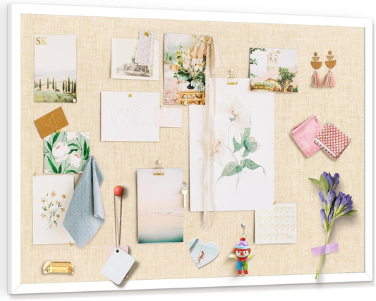 Miratino Large Bulletin Board, 36 /inchesx 24/inches White Cork Boards for Walls with Frame, Pin Display Board Vision Board for Home School Office Decor