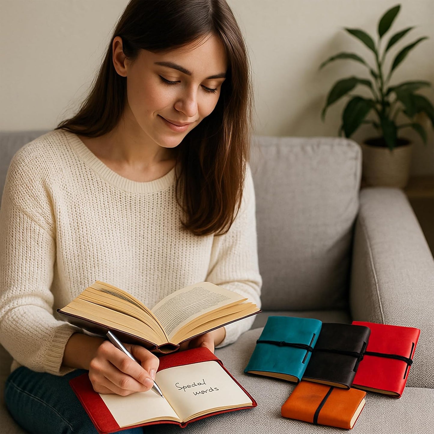 Set of 5 Vintage Handmade Mini Leather Bound Journals – Book of Shadows Journal with Unlined Deckle Edge Pages – Small Leather Diary for Writing, Drawing, Travel