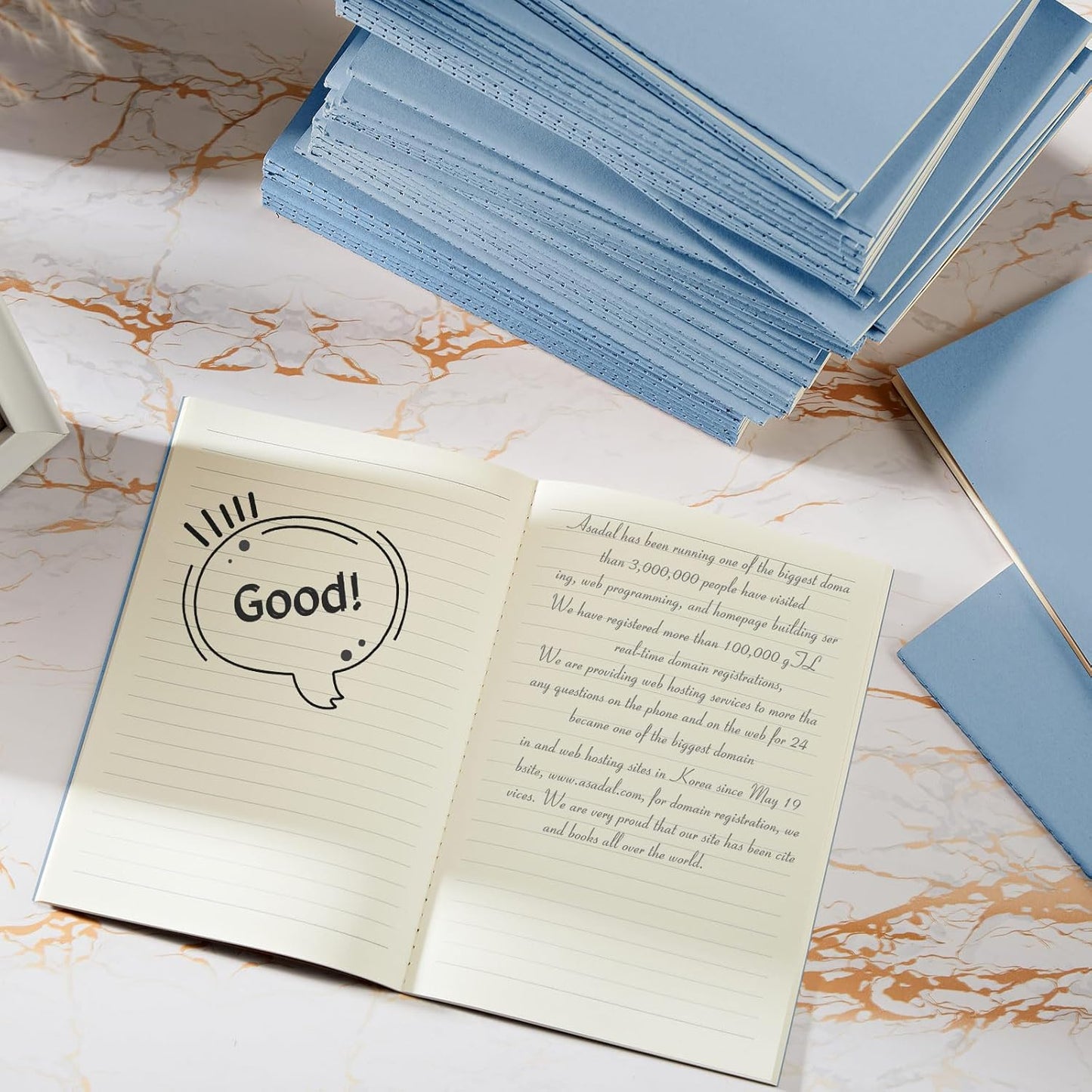 Sepamoon 150 Pack Kraft Notebook Journals 5.82 Inch x 4.13 Inch A6 Softcover Notebooks Bulk for Kids Student Writing Sketch Travel Journal Office Notepad with 48 Pages 24 Sheets, Lined(Light Blue)
