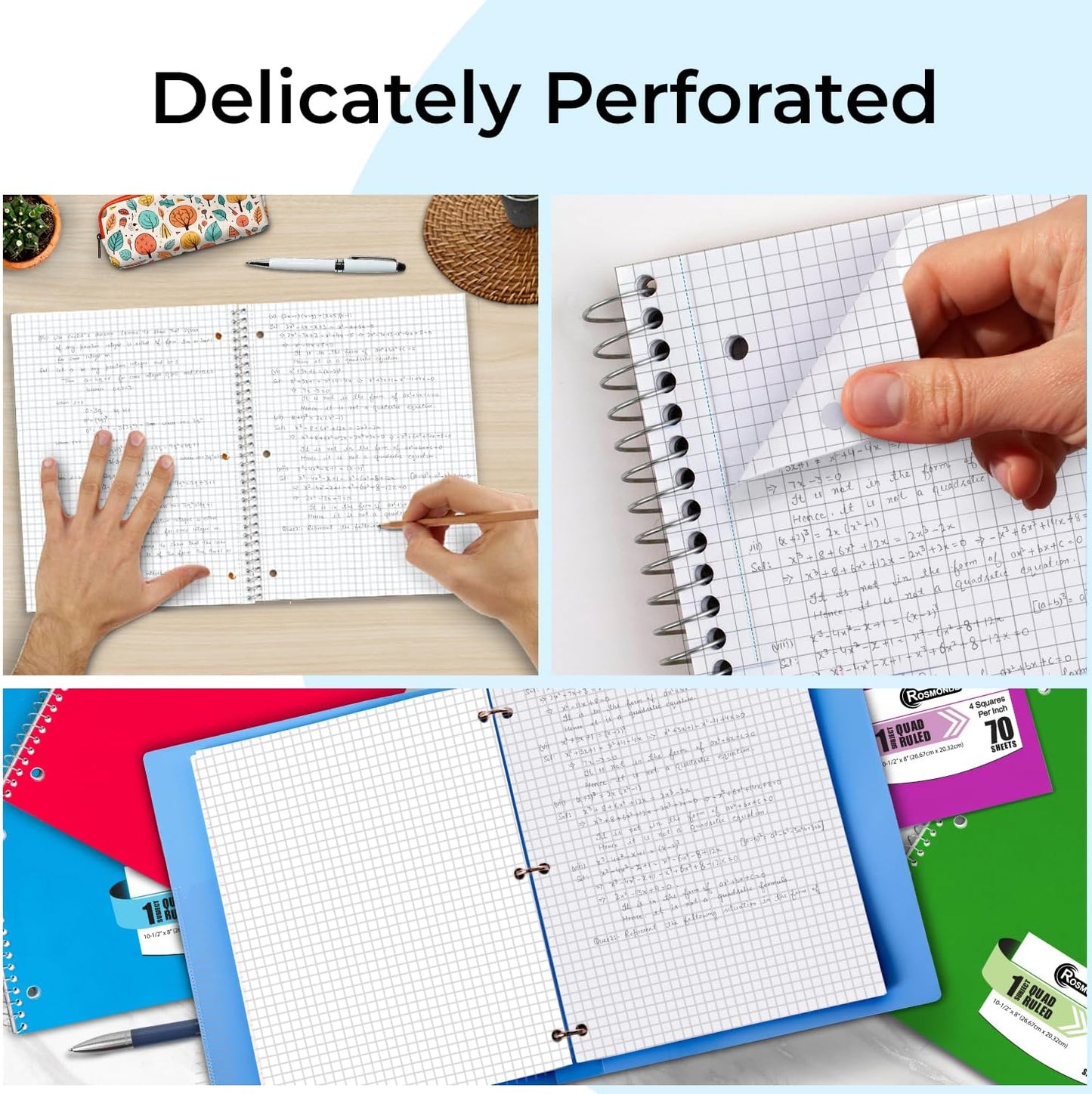720 Packs (Pallet) 1 Subject Notebooks, Spiral Notebook Bulk, Quad Ruled, Pallet of Notebooks, 70 Sheets (140 pages), 8 x 10-1/2", Bulk Spiral Notebooks for School & Office, 4-7 Days Transit