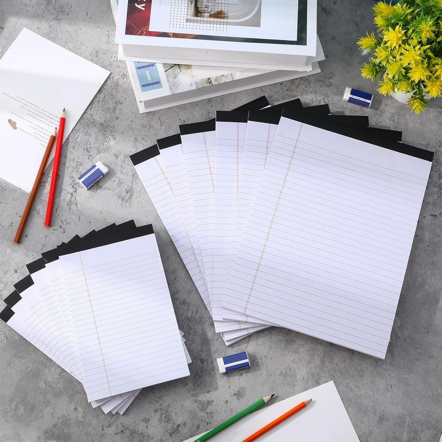 40 Pack Legal Pads Bulk 8.5 x 11 Inch and 5 x 8 Inch Note Pads, 50 Sheet/notepad, Wide Ruled Perforated Writing Notepads for School Students Teachers Office to Do Lists(White)