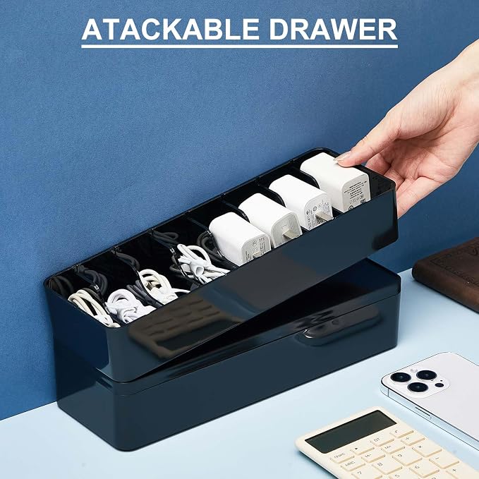 Tatuo 1 Pcs Cord Organizer for Drawer Desktop, Cable Organizer Box - Image 3