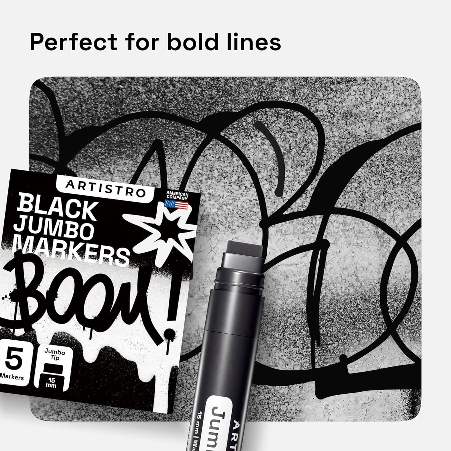 ARTISTRO 5 Black Acrylic Paint Pens, Acrylic Paint Markers Jumbo Tip, Fabric Markers for Textile, Canvas, Rock, Glass, Wood, Paper, DYI, Pens for Kids and Adults