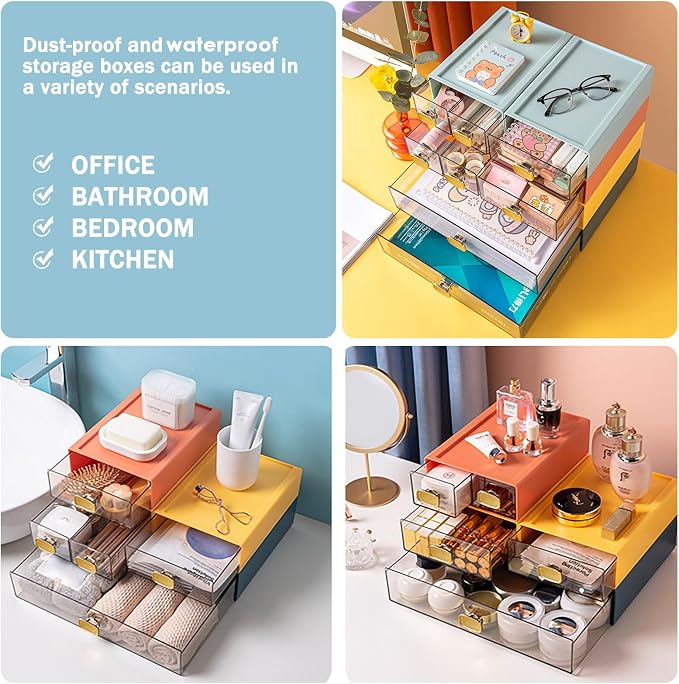 Large Desk Drawer Organizer 13"x9"x3.3" Stackable Desktop Storage Organizer - Image 4