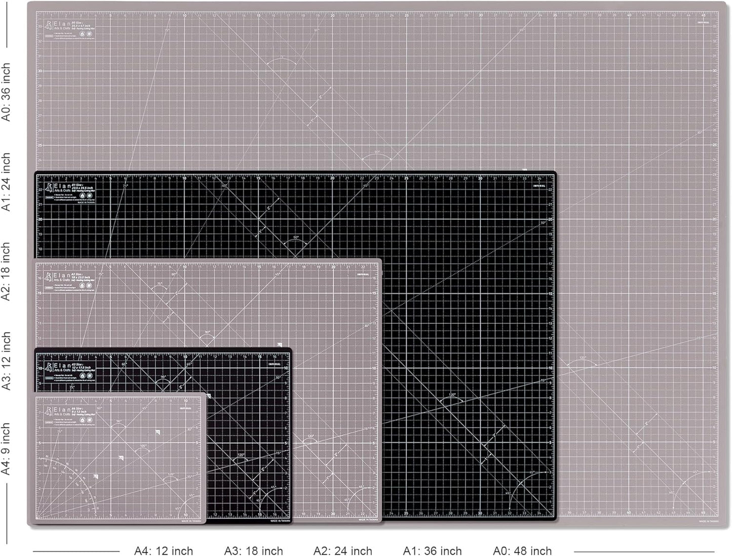 Elan Cutting Mat A3 Black & Taupe, Self Healing Cutting Mat 12x18 Inch, 5-Ply Craft Board Black, Hobby Board for Crafts 12x18 Inch