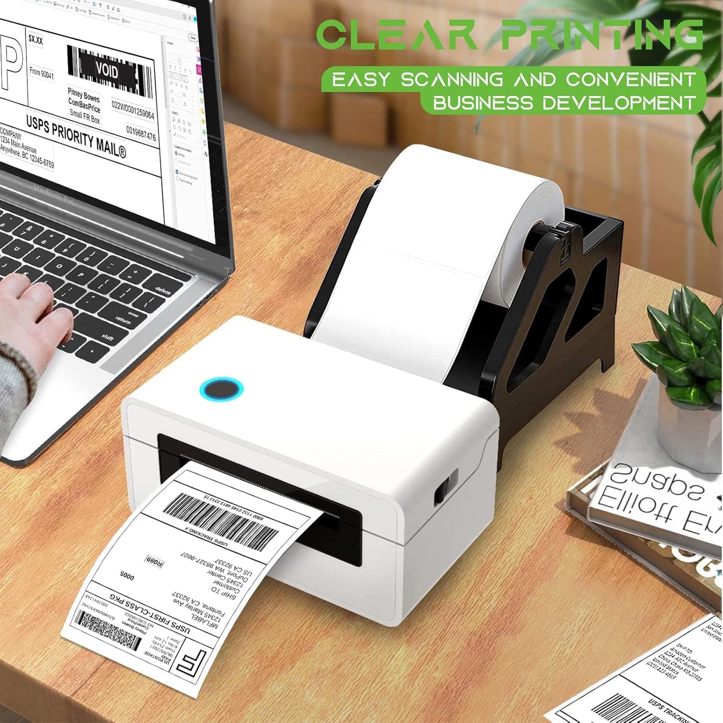 MFLABEL 32 Rolls of 450 Counts, 4x6 Shipping Labels, Mailing Postage Labels for Zebra 2844 ZP-450 ZP-500 ZP-505