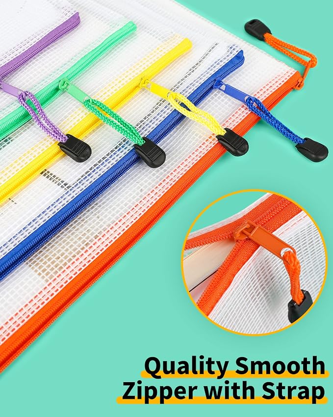 Smarpau A4/Letter Size Zipper Pouch, 24 Pack 12 Colors 13.3" x 9.4" Plastic - Image 4