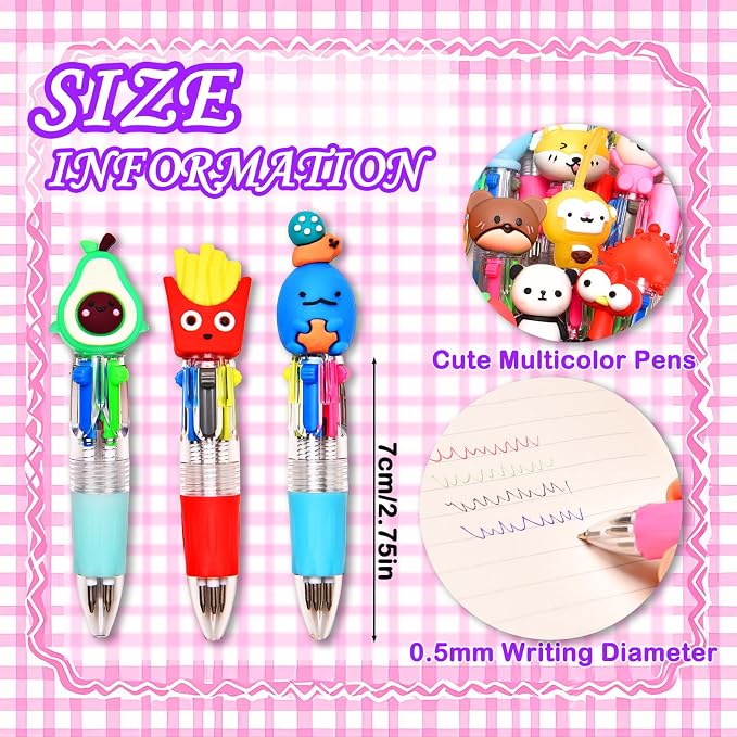 60Pcs Mini Multicolor Pens in One 4-in-1, Cute Pens Bulk - Image 3
