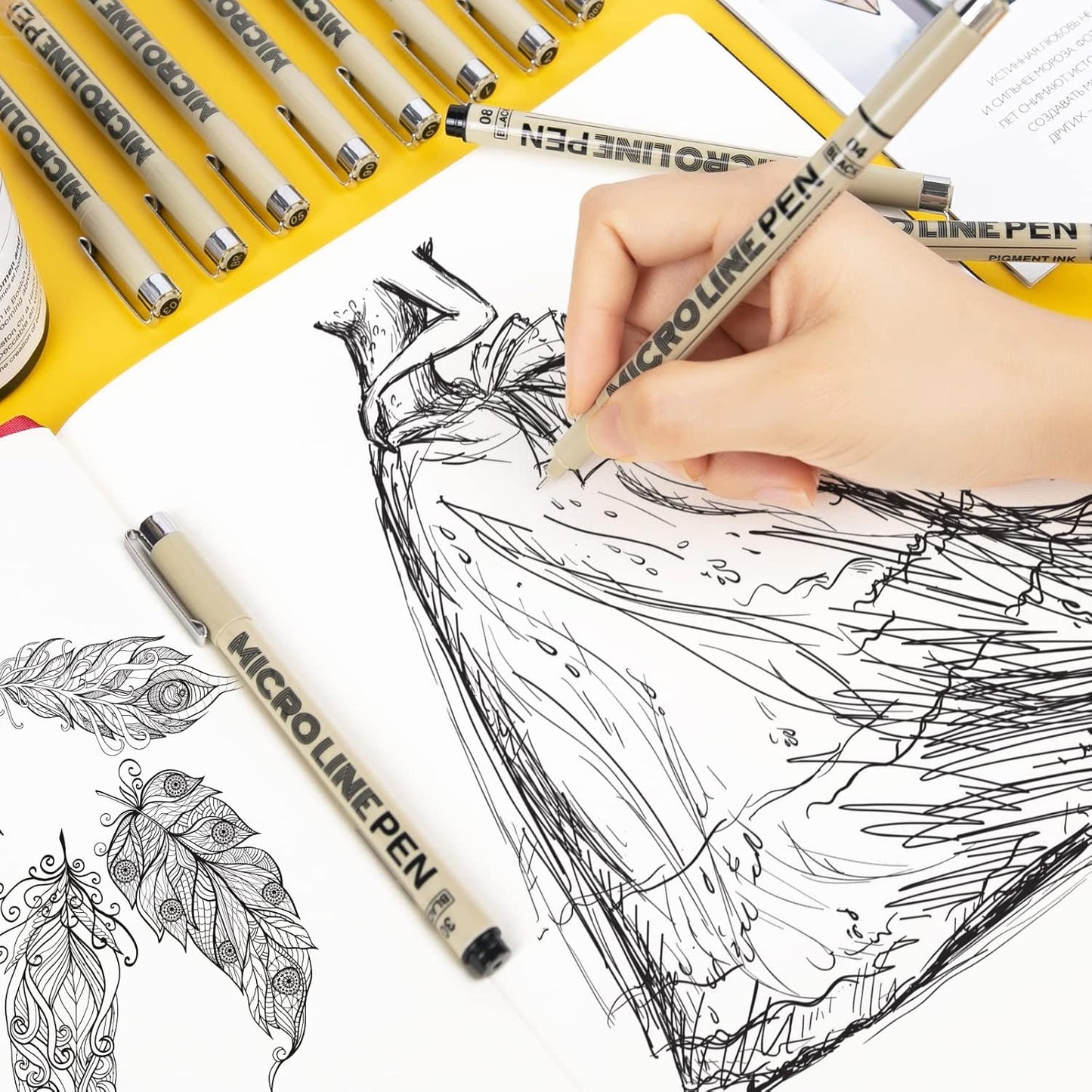 KERIFI Micro-Pen Fineliner Ink Pens, 12 Pack Black Micro Fine Point Drawing Pens Waterproof Archival Ink Multiliner Pens for Artist Illustration, Sketching, Technical Drawing, Zentangle, Scrapbooking