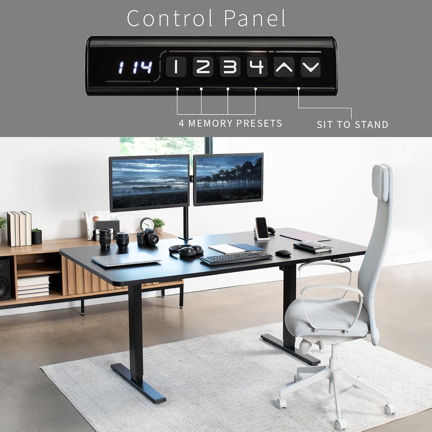 VIVO Electric 71 x 36 in Standing Desk, Memory Height Adjustment, 1B Series, Black Top Black Frame, DESK-KIT-1B7B-36