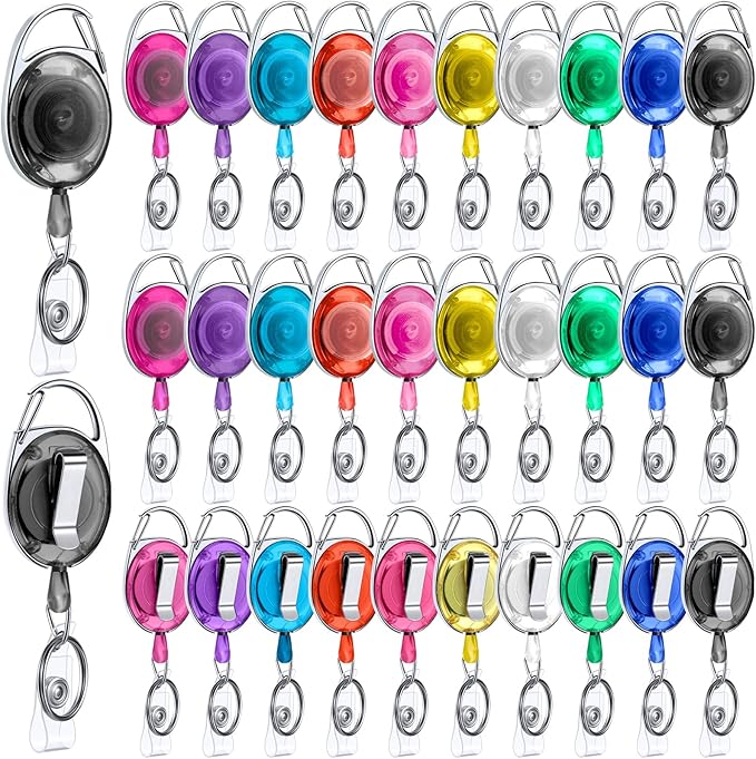 Laumoi 150 Pcs Retractable ID Badge Holder Name ID Badge Reel Clips Keychain by Unknown
