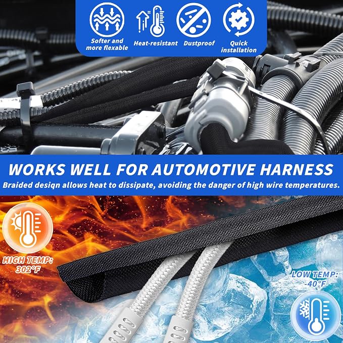 15FT Split Braided Sleeve Cable Management, 3/8 Inch Wire Loom Tubing Cord - Image 5