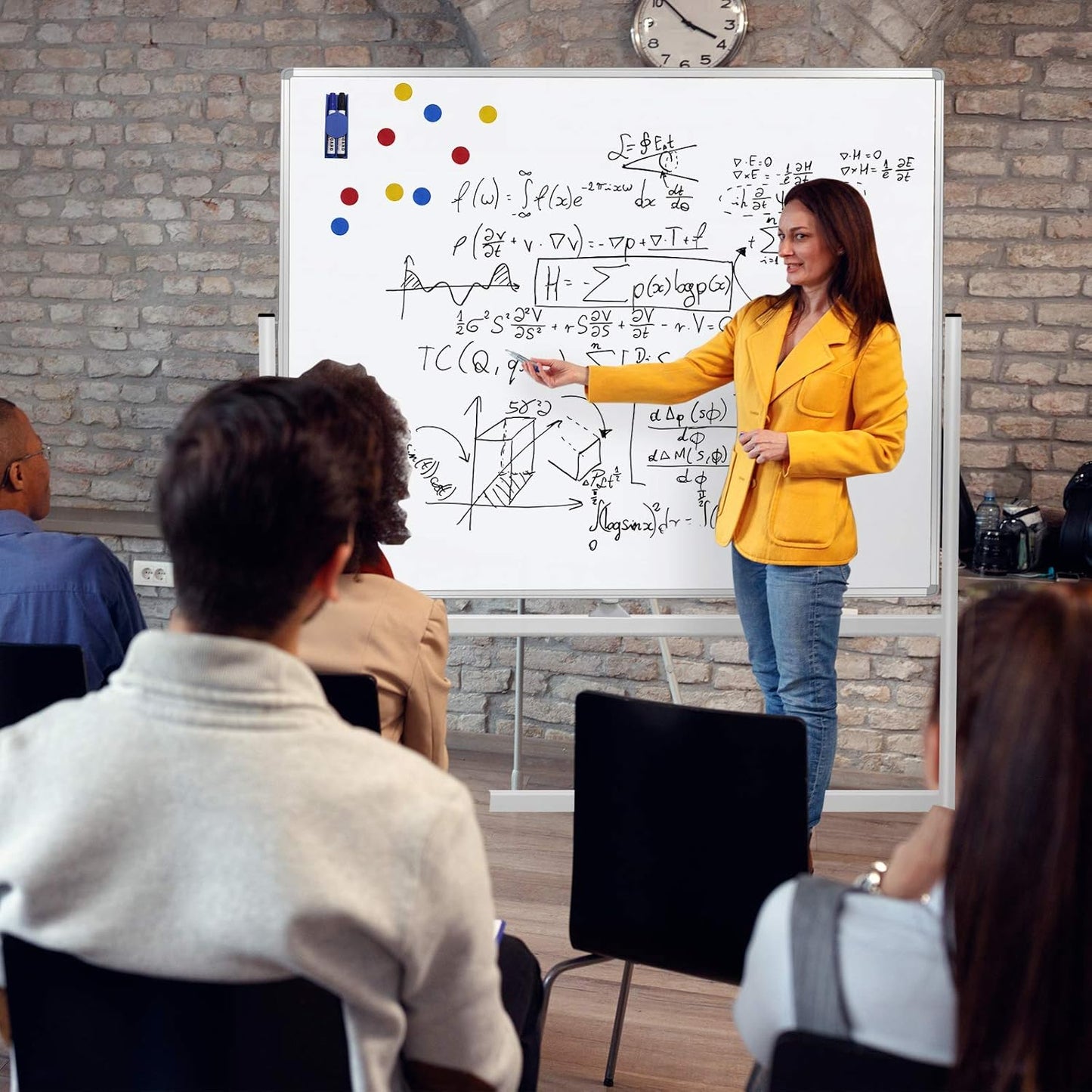H-Qprobd 60"x48" Mobile Whiteboard Double-Sided Magnetic Dry Erase Board on Wheels - Comercial Rolling White Boards with Sturdy Stand for Home, Office & School