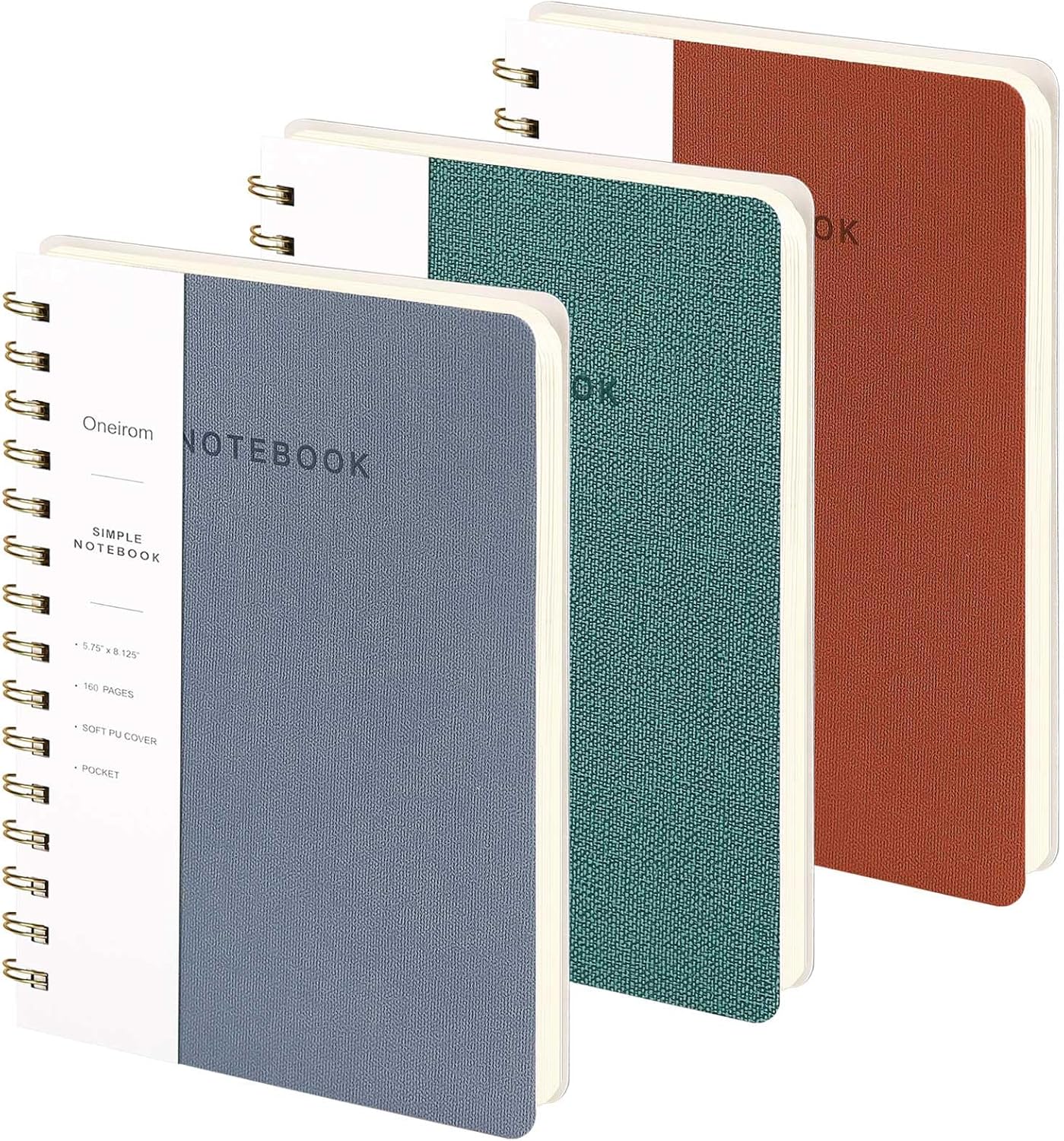 Lined Spiral Notebook College Ruled A5 Journal Book for Note Taking, 160 Pages Writing Journal for Office and Home School Supplies 5.75 x 8.125 inch (Reefblue Green Brown)