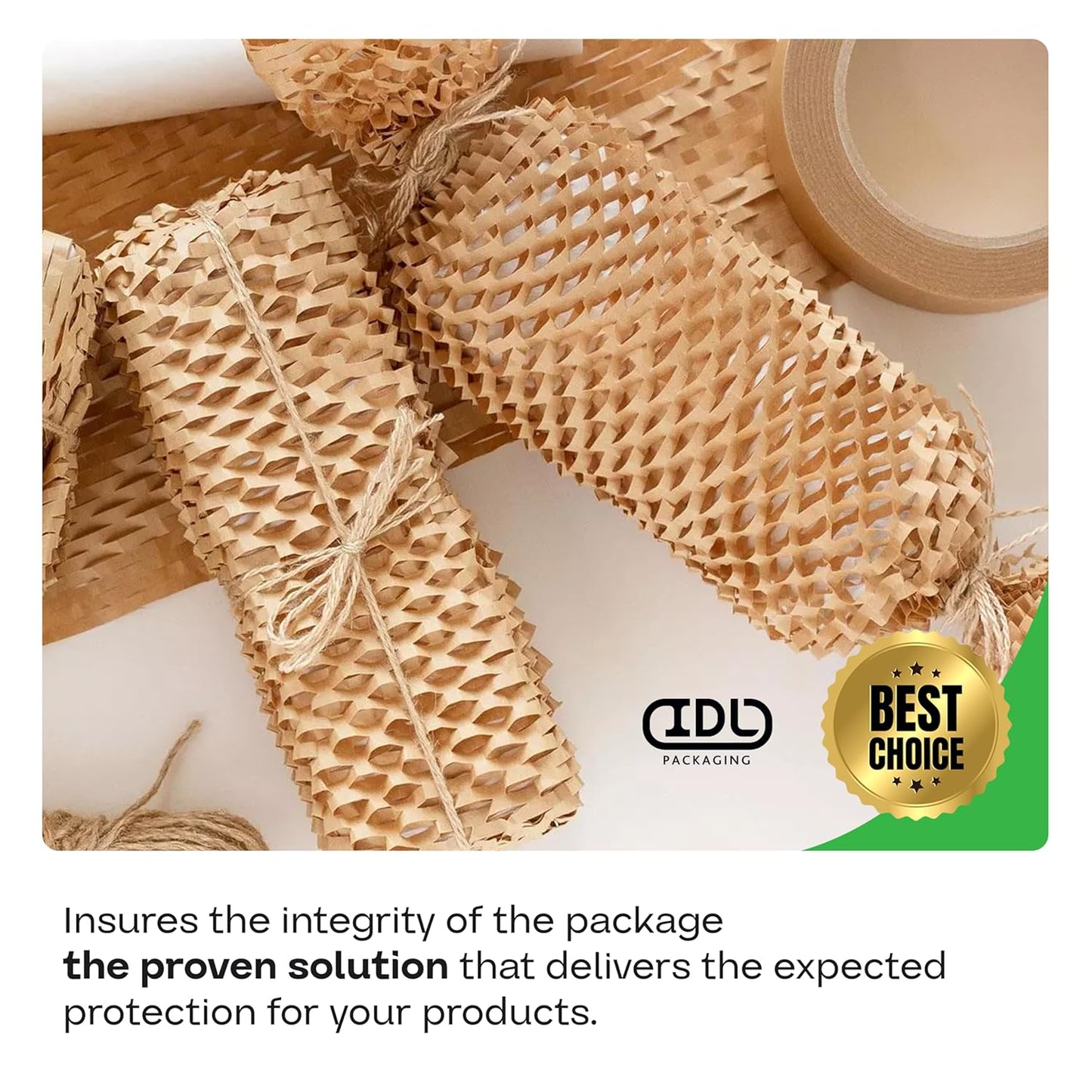 IDL Packaging 15.25" x 22" Honeycomb Kraft Packing Paper Sheets (Pack of 500), White – USA-Made Eco-Friendly Bubble Wrap Alternative for Shipping, Moving, Storage - Innovative Interlocking Slit Design
