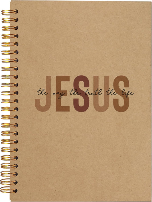 Boho Christian Notebook Journal, Christian Gifts for Women, Bible Notebooks for Note Taking, Bible Journaling Notebook, Jesus the Way the Truth the Life Hardcover Spiral Notebook 5.5x8.3 kraft paper