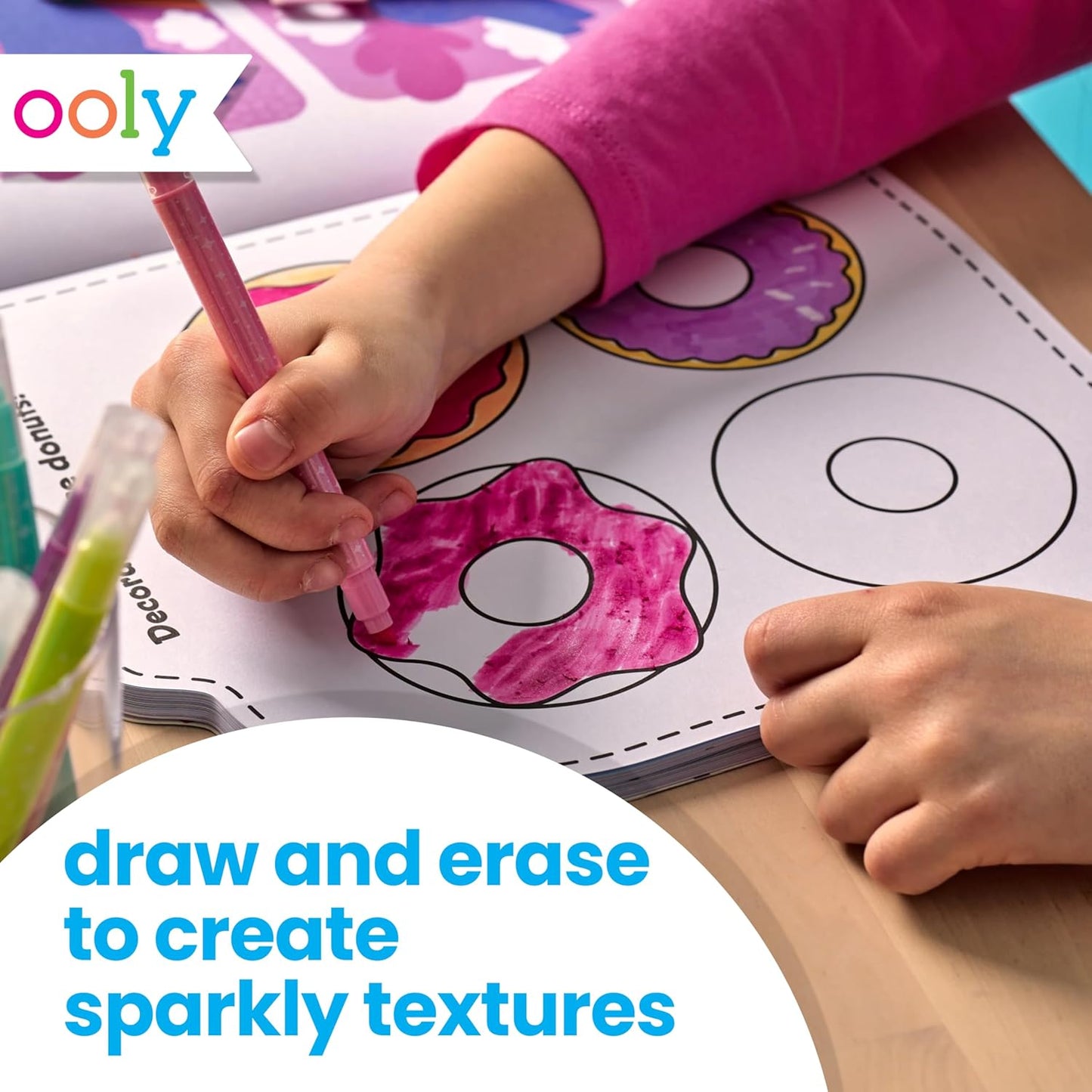 Ooly Make No Mistake Glittery Erasable Markers, 12 Sparkle Markers that are Mess Free that You Can Erase, Colorful Back to School Supplies for Any Arts & Crafts