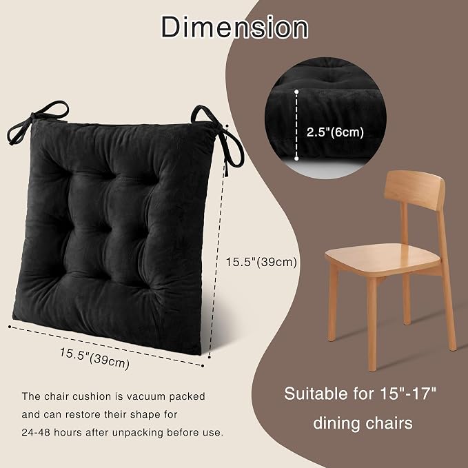 OVOV 4 Pack Chair Cushions for Dining Chairs Soft Seat Cushions for Kitchen - Image 2