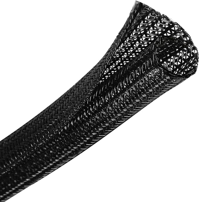 10ft - 1.25 inch Braided Cable Management Sleeve Cord Protector - Self-Wrapping by CrocSee