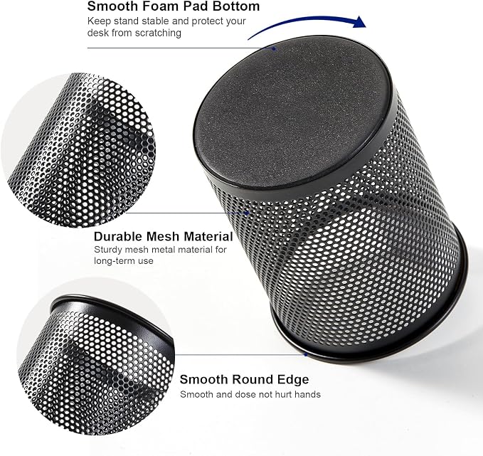 Comix Pen Holder Desk Organizer, Wire Mesh Pencil Cup - Image 4