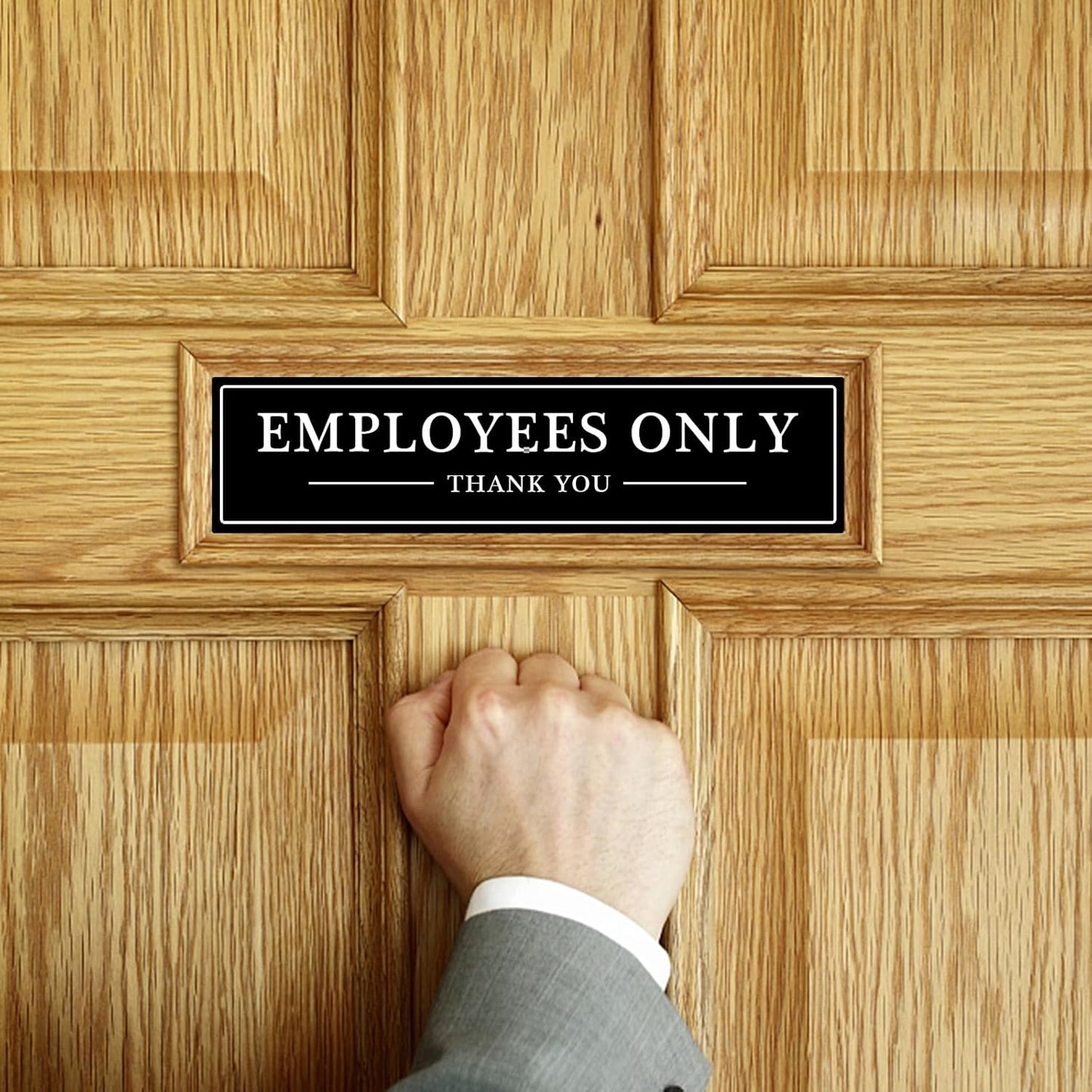 SINYUDUN 2 Pack Acrylic Employees Only Sign for Door or Wall, with Double Sided Tape, for Office, Business Door, Store, Restroom (Black, 2.1 x 8 Inch)