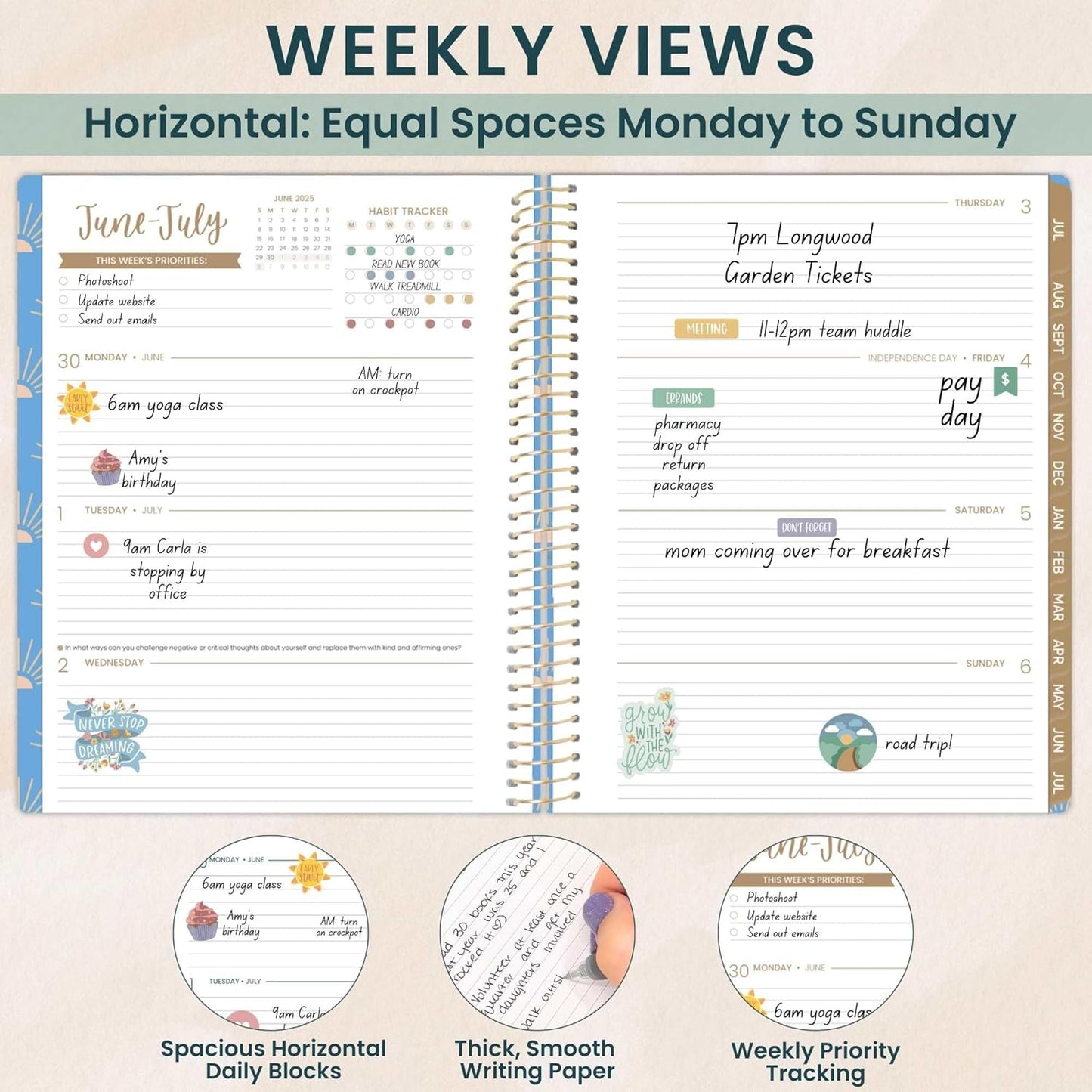 bloom daily planners 8.5" x 11" Academic Planner 2025-2026 (July 2025 - July 2026) - Weekly & Monthly Dated Agenda Organizer with Stickers & Tabs - Cleerely Stated