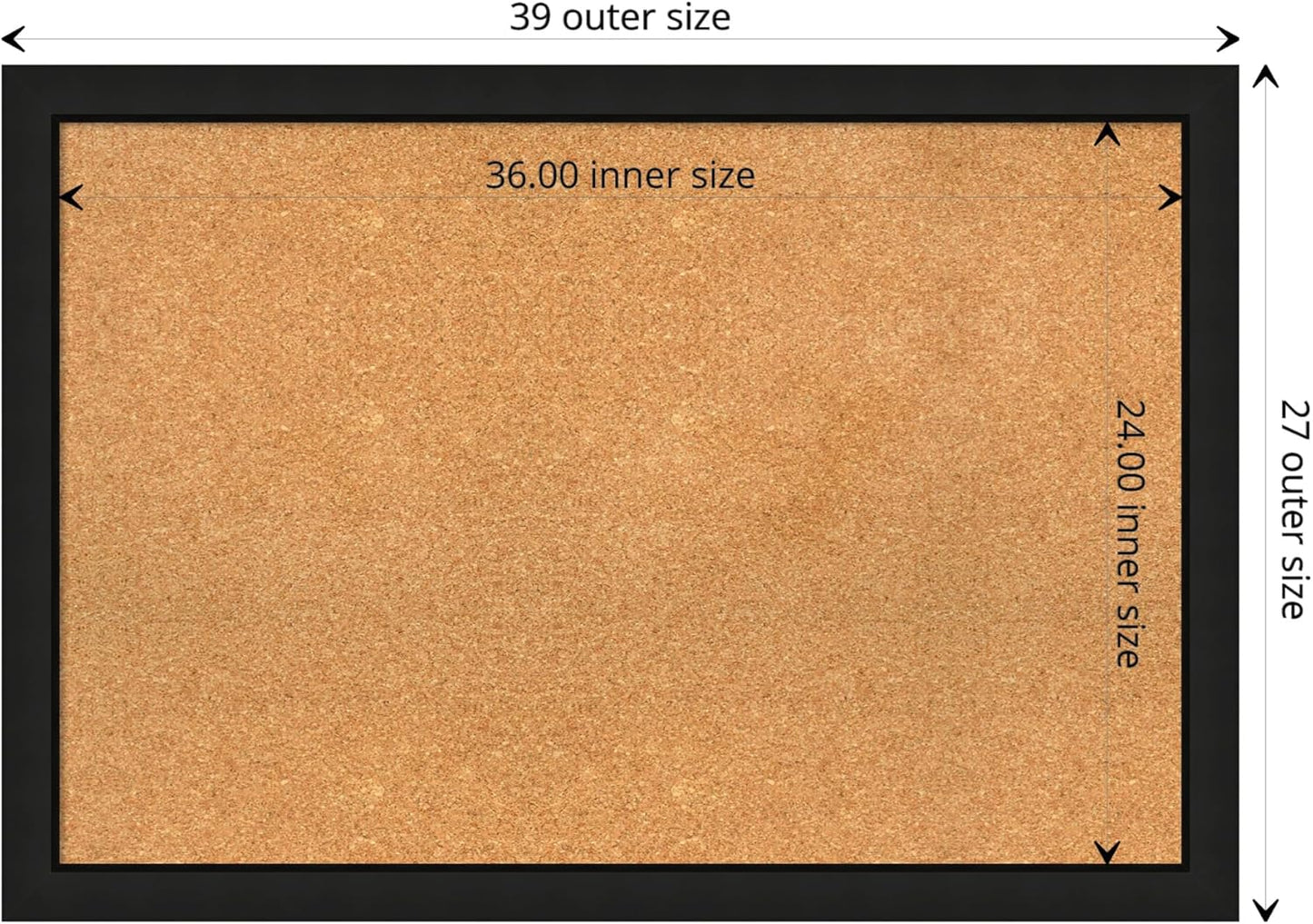 Amanti Art Natural Cork Board for Wall, 27x39 Vision Board with Black Wood Frame, Large Corkboard Office Decor for Home Organization, Casual Corkboard Pinboard to display items for home organization