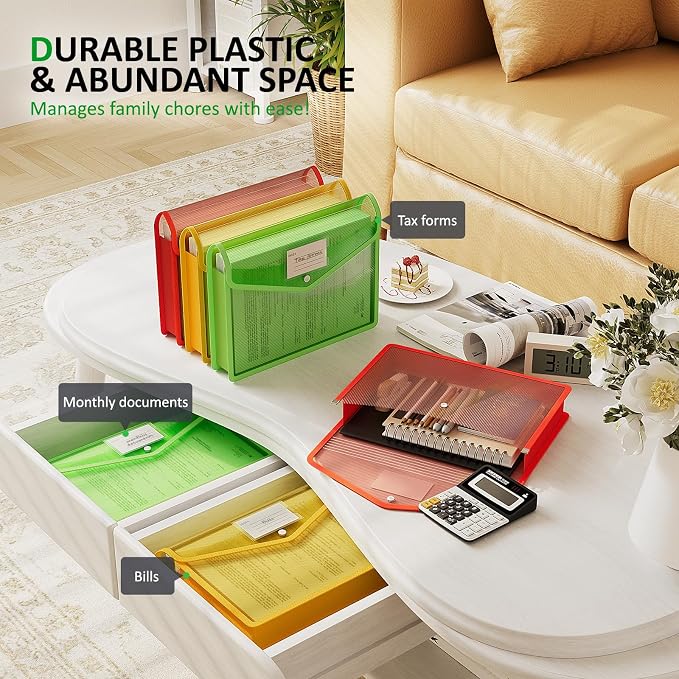 ThinkTex Plastic Expanding File Folders, Transparent Envelopes - Image 3