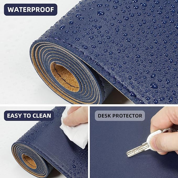 AFIING Cork Desk Mat 23.6 x 13.7, Dual-Sided Cork & PU Leather Desk Pad - Image 4