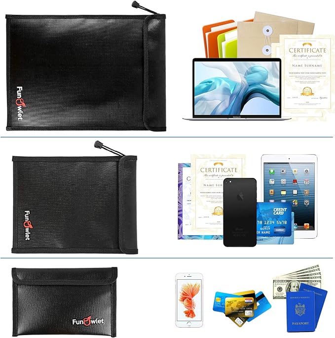 Fireproof Waterproof Money Document Bag, Zipper Storage Organizer, - Image 5